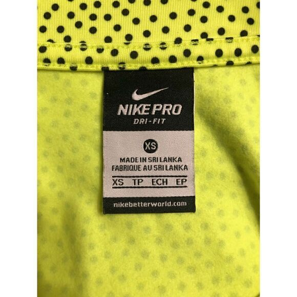 Nike Dri-Fit Hyper Warm 1/2 Zip Polka Dot Long-sleeves Neon Athletic Top XS - Picture 4 of 16